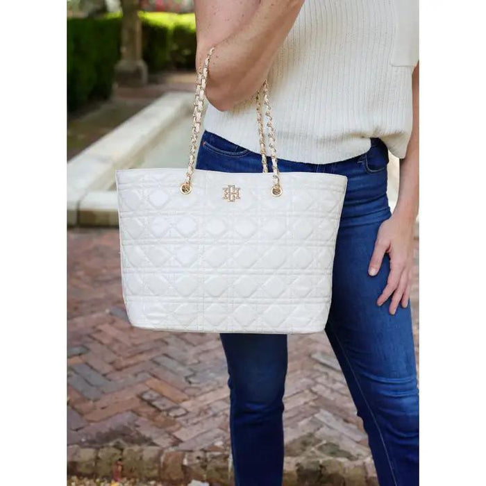 Quentin Quilted Tote Ivory