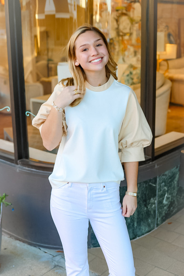 CROSBY BY MOLLIE BURCH: Jonesy Top in Magnolia/Ecru-FINAL SALE-