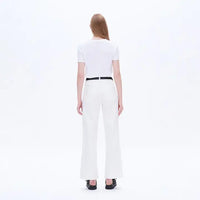 Bayeas: Mid Rise Wide Leg Twill Pants with Finished Hem-FINAL SALE-