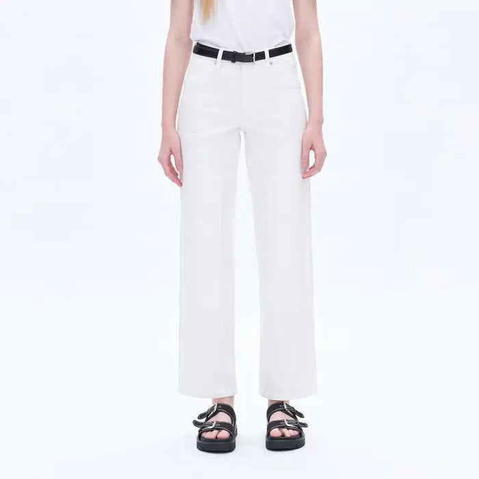 Bayeas: Mid Rise Wide Leg Twill Pants with Finished Hem-FINAL SALE-