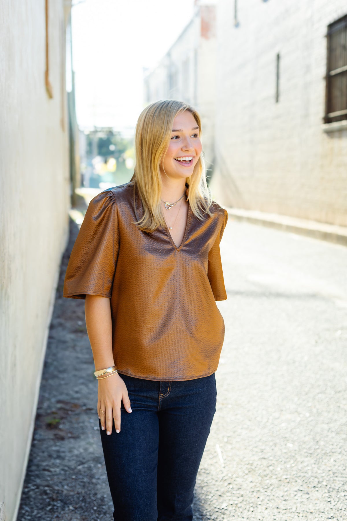 The Armana Top in Brown