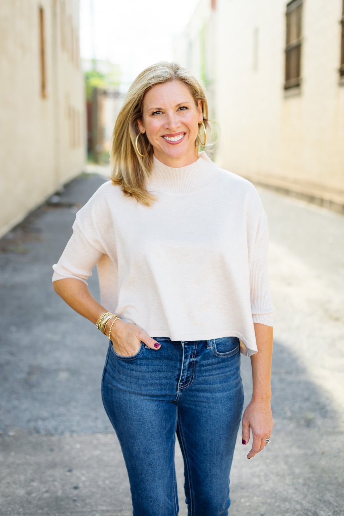 KERISMA: The Aja Ortho Solid Sweater in Ecru