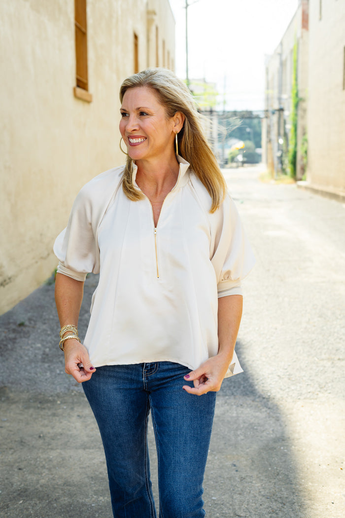 The Farrah Top in Cream
