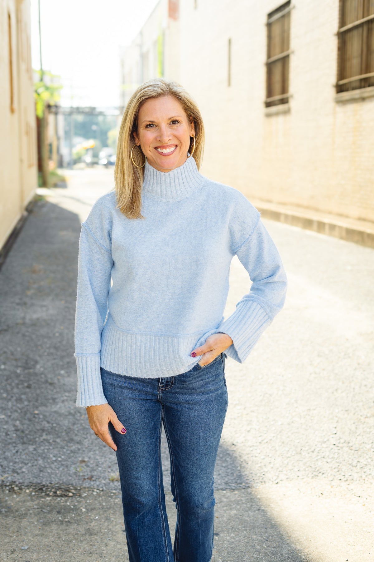 Rain + Rose: Thalia Sweater in Blue