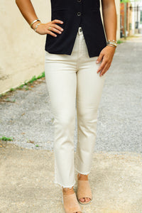 Daze Denim Shy Girl High Rise Crop Flare Raw Cut Pant