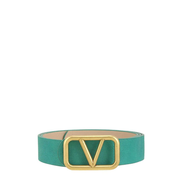 Metal V Buckle Leather Belt-FINAL SALE-