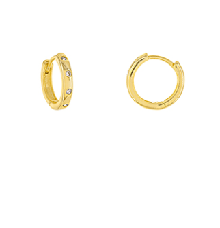 CZ Station Hoop Stud Earrings