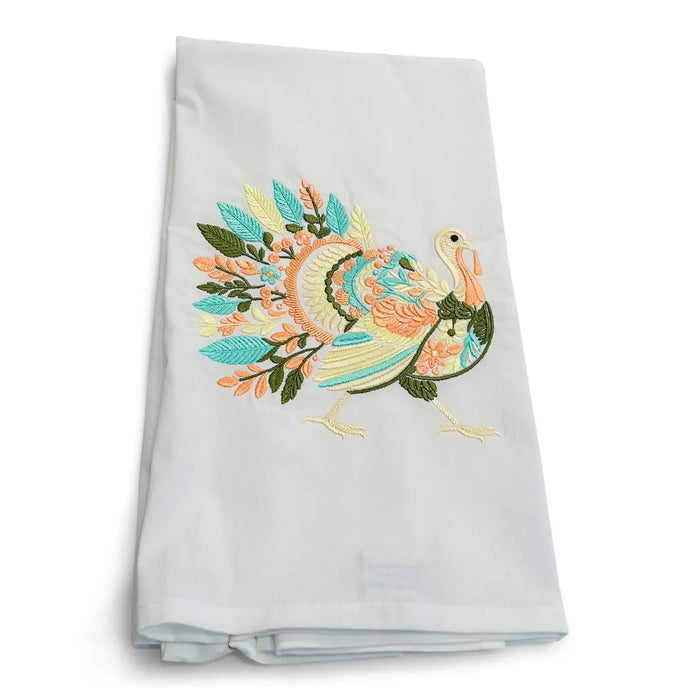 Tea Towel - Floral Turkey On White