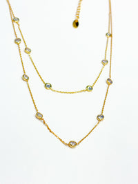 Crystal Bezel Station Layered Necklace
