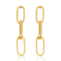 Karine Sulta: Linear Link Dangle Earrings - 24K Gold Plated