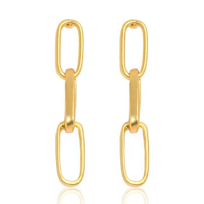 Karine Sulta: Linear Link Dangle Earrings - 24K Gold Plated
