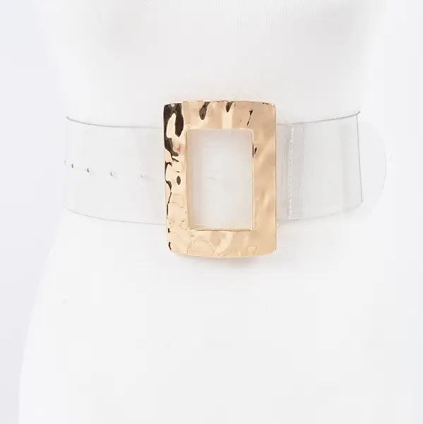 Rectangle Metal Buckle Plus Size Clear Belt