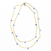 Portia Brass Necklace with Glass Beads Blue