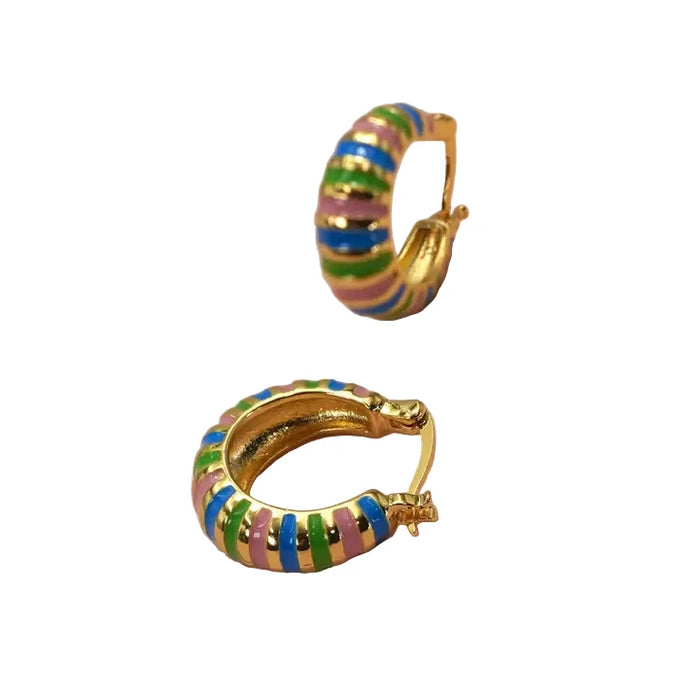 Colorful Enamel Huggie Hoop Earrings