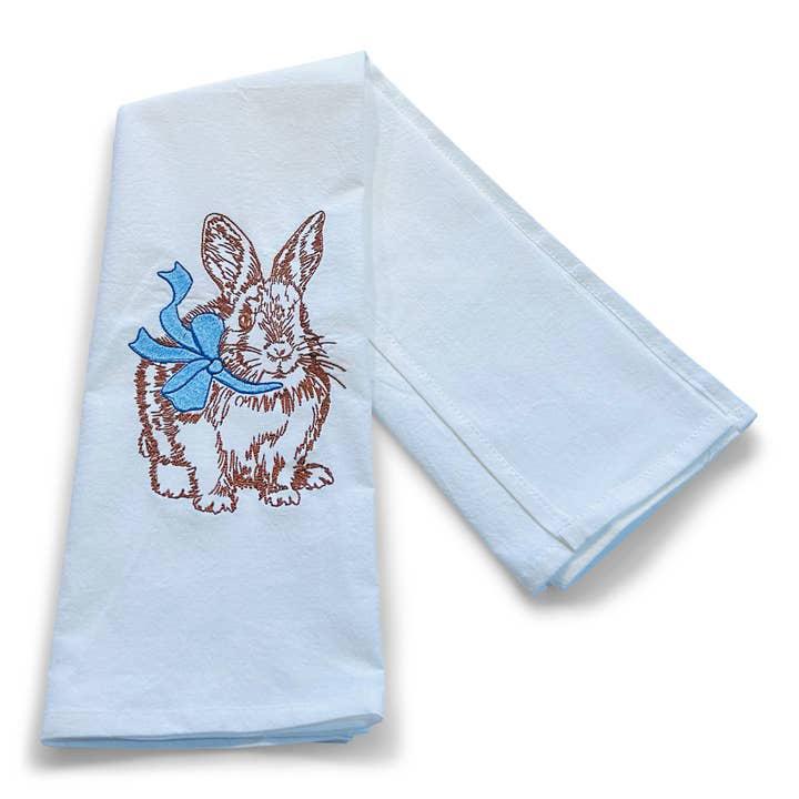 Towel - Chocolate Brown Bunny with Blue Bow