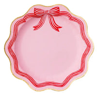 Elegant Pink Peppermint Bow Dinner Plates