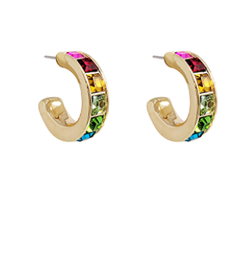 Multi Color Rhinestone Hoops