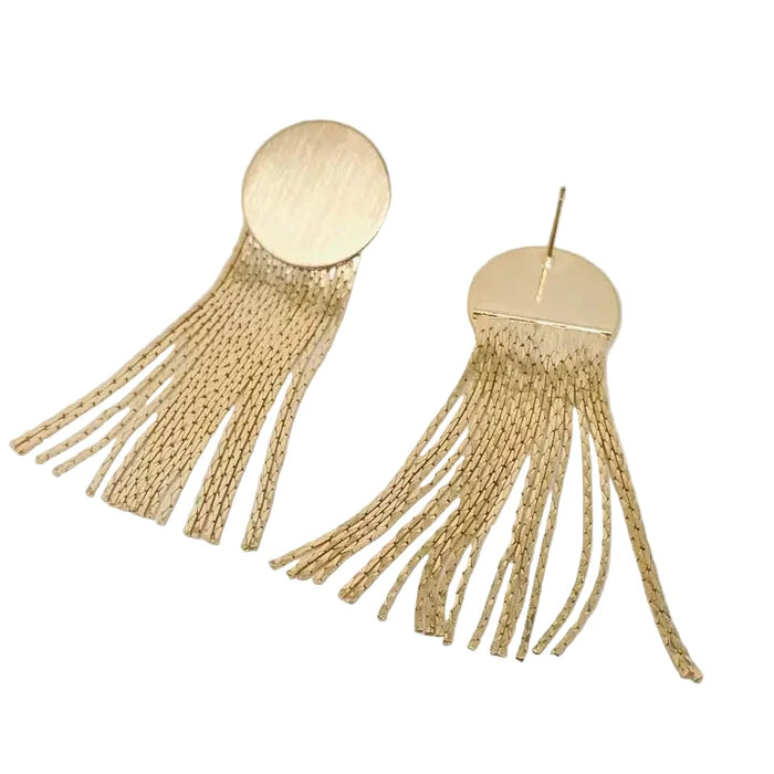 18K Gold-Plated Chain Design Tassel Post Earrings