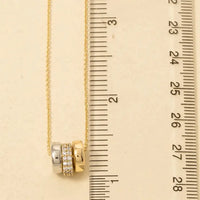 Gold Dipped Cz Triple Ring Charm Necklace