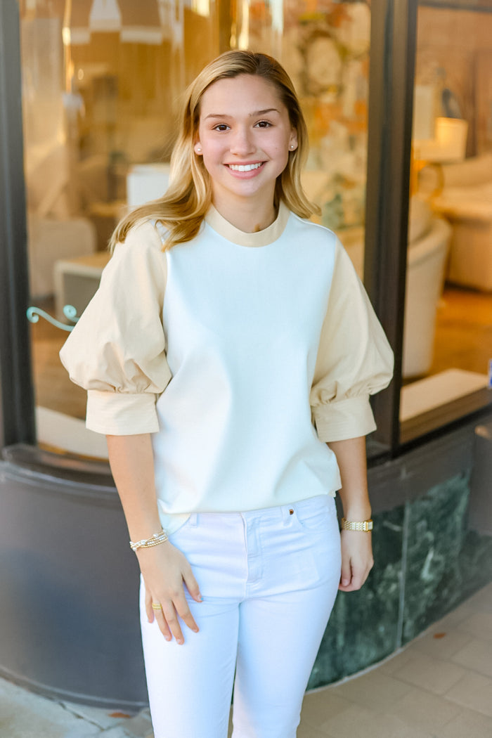 CROSBY BY MOLLIE BURCH: Jonesy Top in Magnolia/Ecru-FINAL SALE-