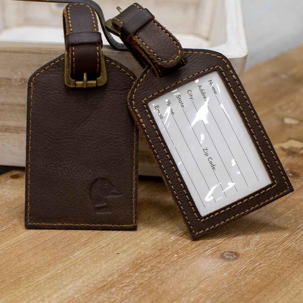 Duck Embossed Leather Luggage Tag Tag