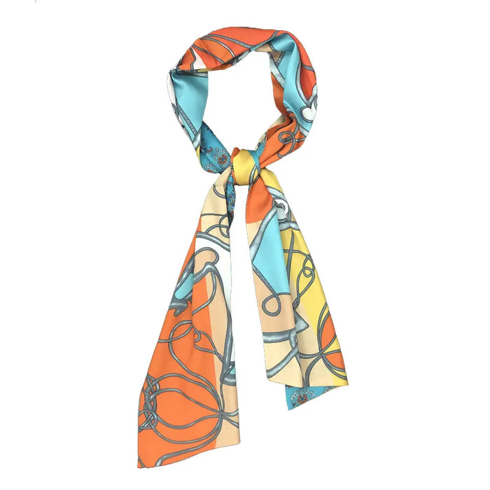 Equestrian Blue Bow Scarf – Swirling Horse Collection