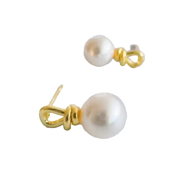 Golden Loop Pearl Drop Earrings – Modern Twist On Classic Elegance