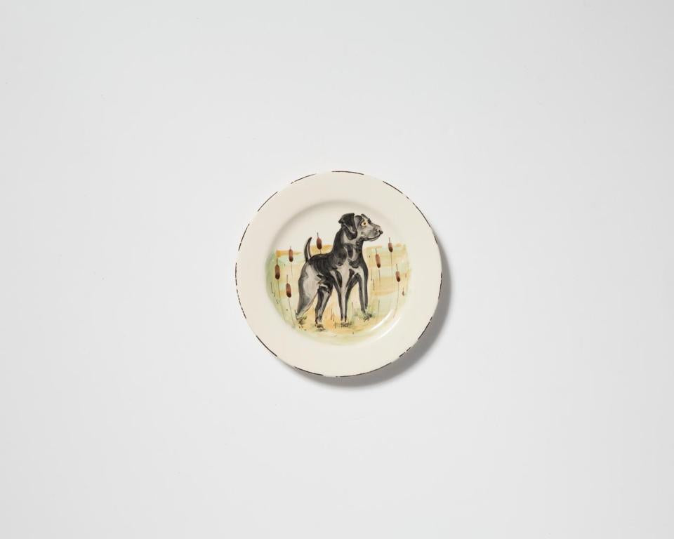Vietri Wildlife Black Hunting Dog Salad Plate