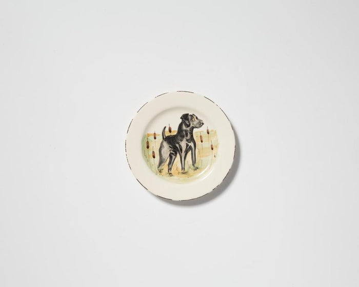 Vietri Wildlife Black Hunting Dog Salad Plate