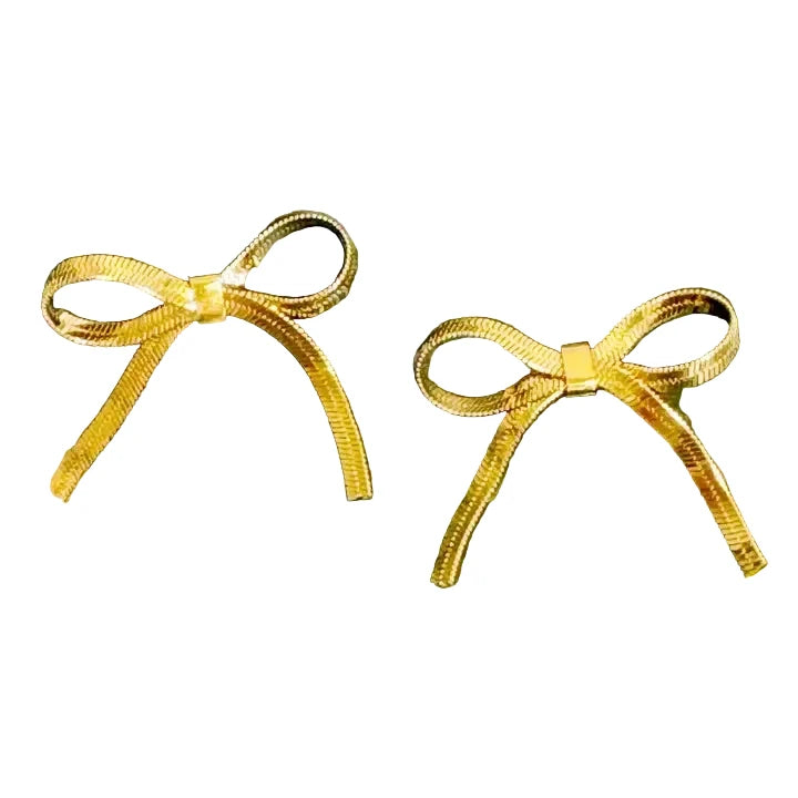 Herringbone Chain Bow Earrings
