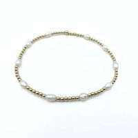 Petite Patterned Rice Pearl Bracelet with 14k Gold-Filled Beads