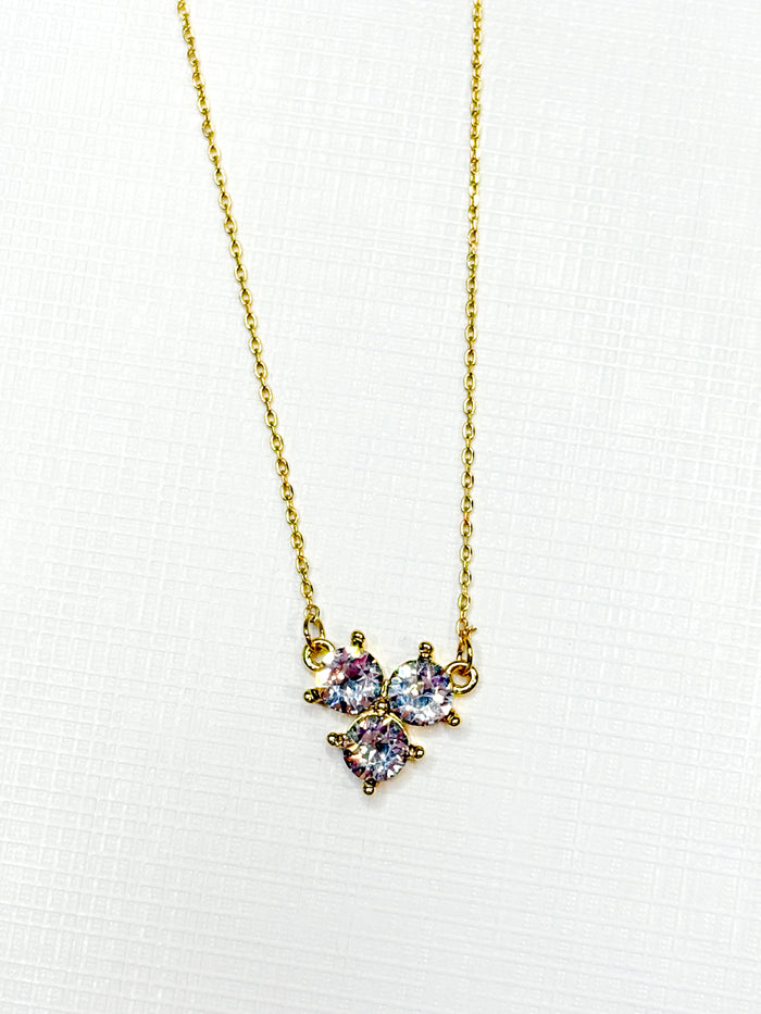 Faceted Trio Crystals Necklace