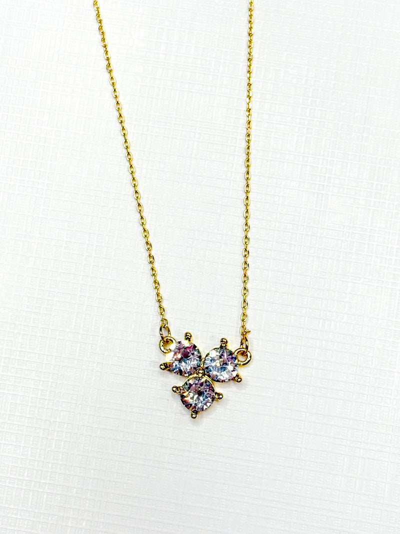 Faceted Trio Crystals Necklace