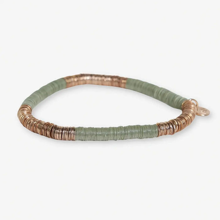 Grace Two Color Block Stretch Bracelet Mint and Gold