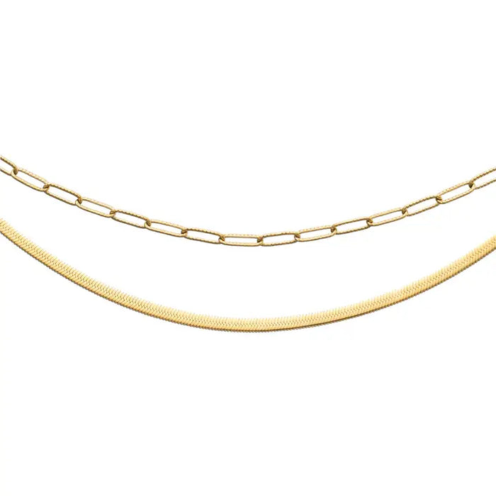 Waterproof Gold Herringbone Layered Necklace