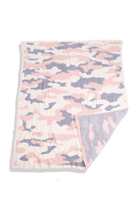 Pink Camouflage Print Luxury Soft Throw Blanket
