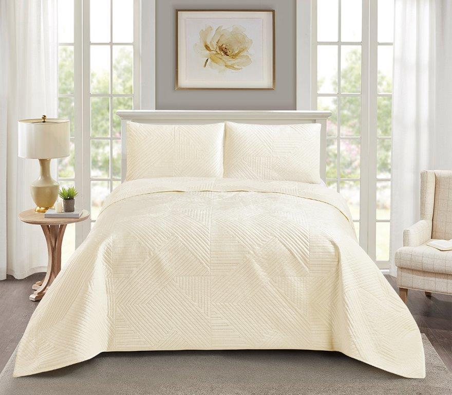 Duke Imports Striped Ivory Weave Queen Bed Set