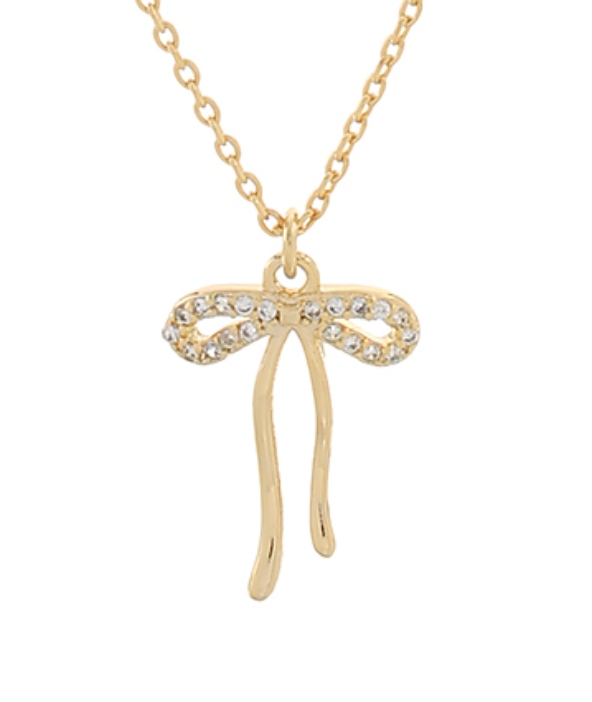 Pave Bow Necklace