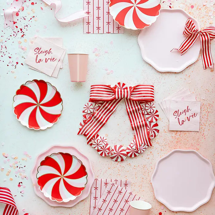 Christmas Peppermint Candy Small Scalloped Plates
