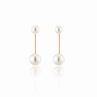 Modern Dual Pearl Drop Earrings – Minimal Gold Accent Design