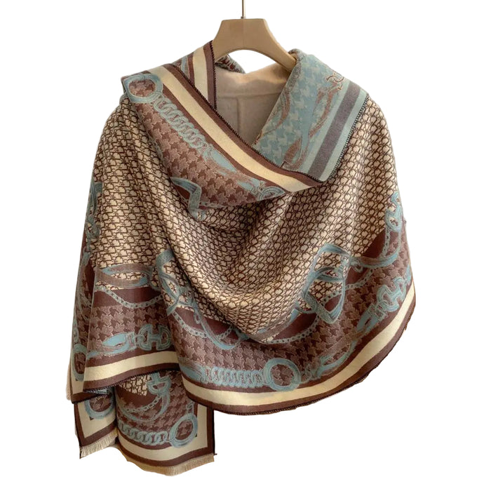 Equestrian Blue/Beige Stirrup Reversible Wrap