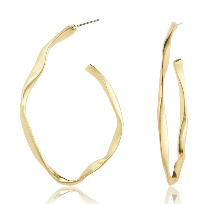 Karine Sultan: Irregular Thin Hoop Earrings - 24K Gold Plated