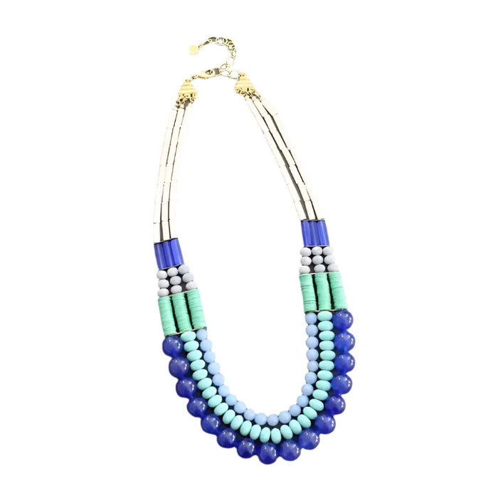 Cobalt and Turquoise Triple Strand Necklace
