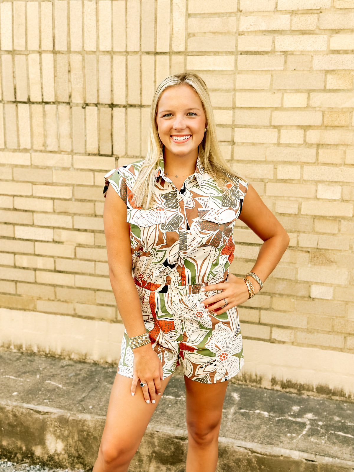 Karlie Floral Utility Romper-FINAL SALE-