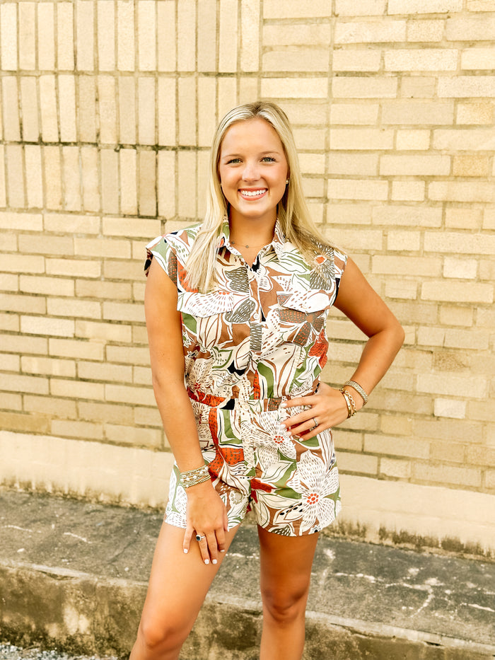 Karlie Floral Utility Romper-FINAL SALE-