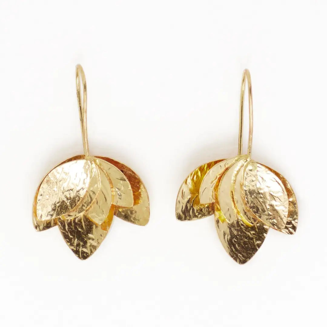 Sasha Layered Flower Threader Earrings Brass