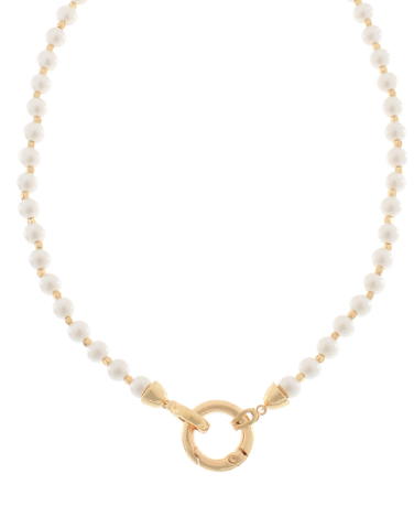 Interlock Pendant Pearl Bead Necklace