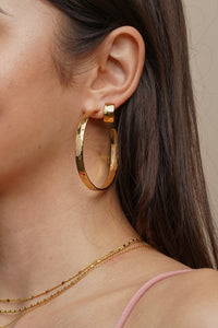 24K Gold Statement Hammered Hoops