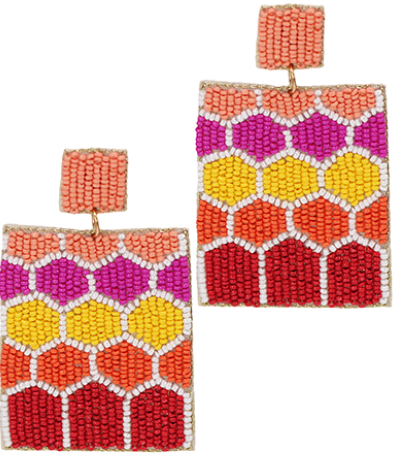 Honey Comb Pattern Beaded Earrings