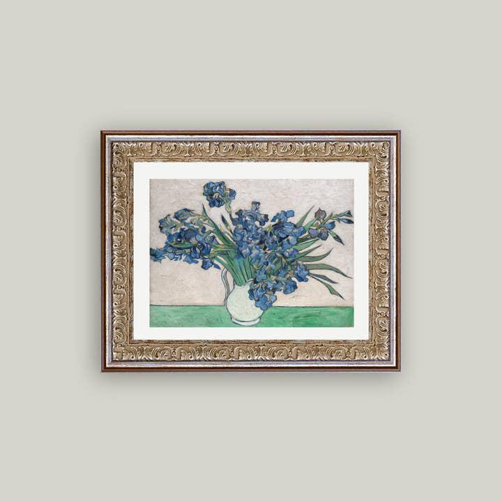 Blue Irises in Vase Framed Art 8 x 10